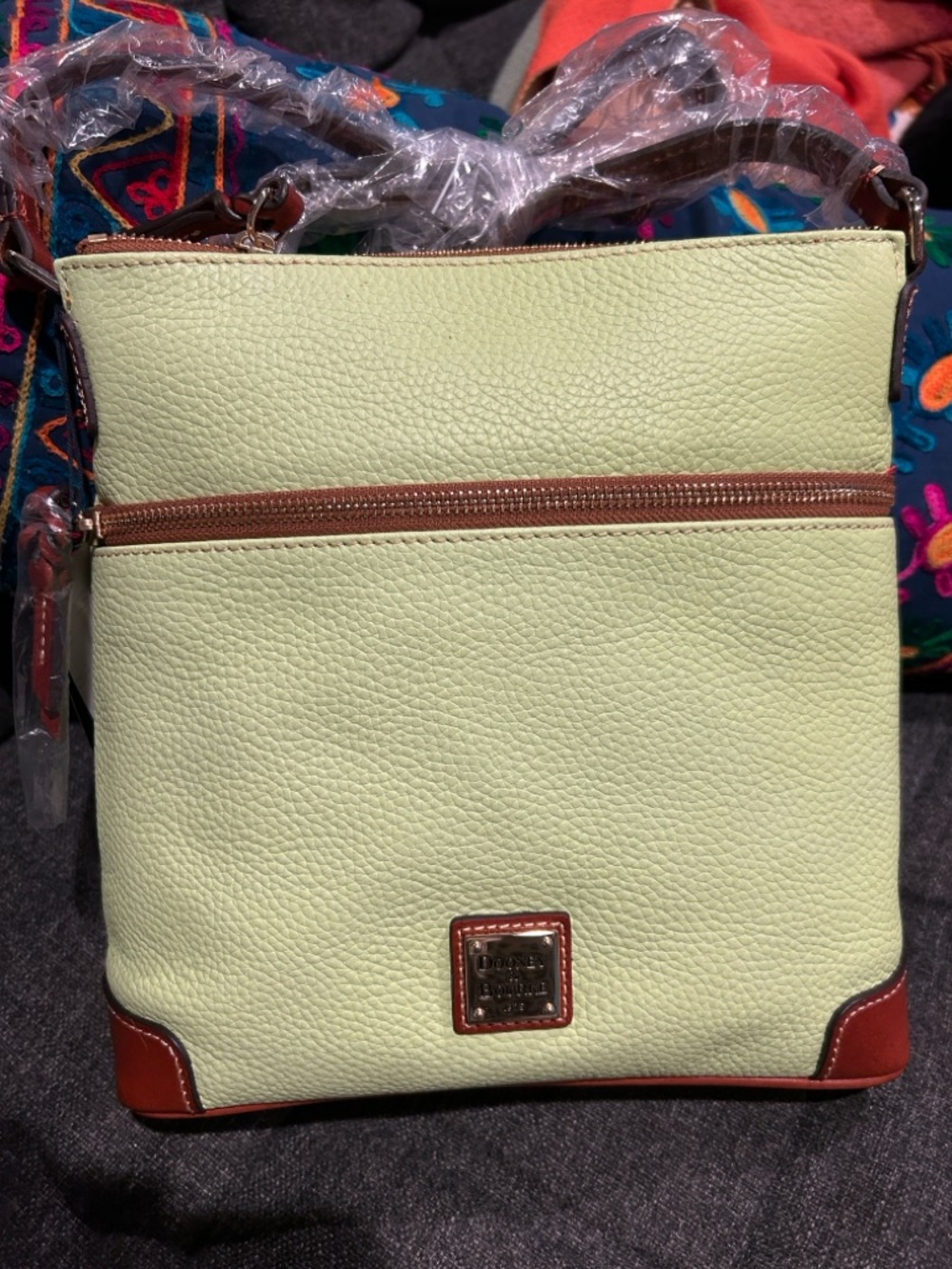 Dooney & Bourke Lime Green Crossbody with Brown Trim NWT